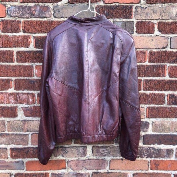 Burgundy vintage biker bomber with shower pads - Picture 3 of 4